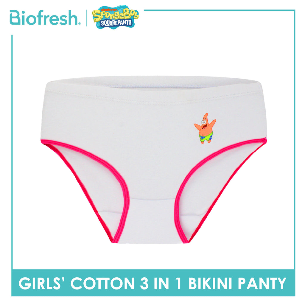 Biofresh | SpongeBob Girl's Antimicrobial Cotton Bikini Panty 3 pieces in a pack SBGPKG511