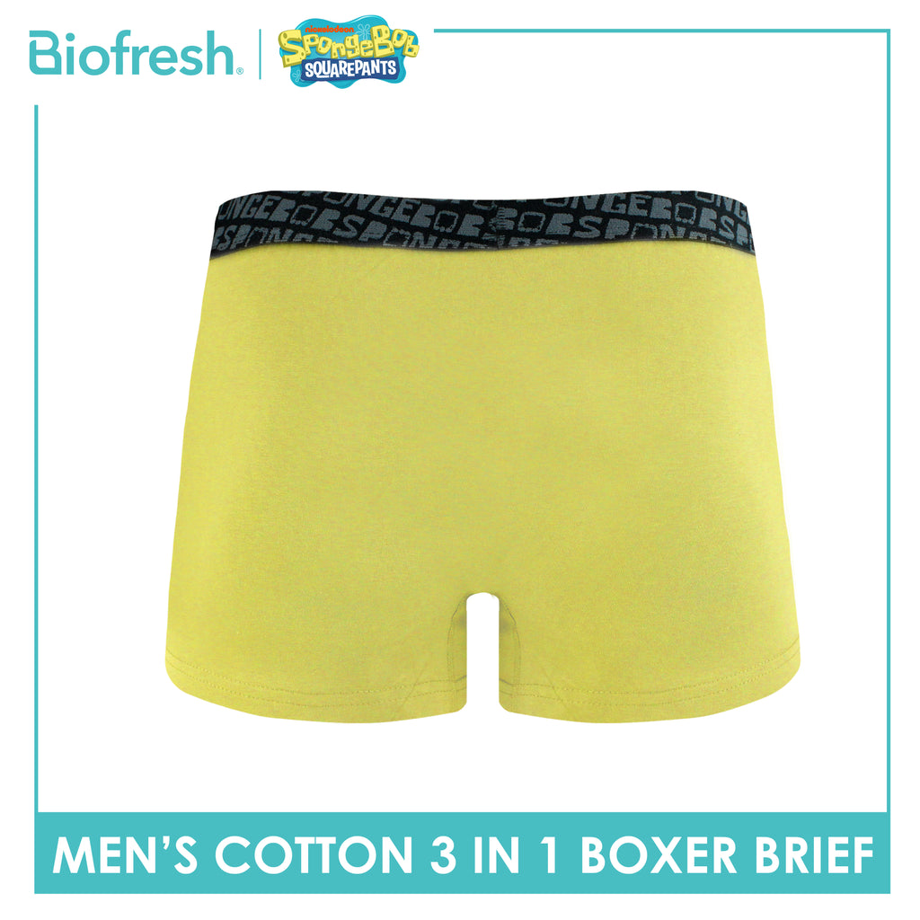 Biofresh | SpongeBob Men's Antimicrobial Cotton Boxer Brief 3 pieces in a pack SBMBBG511