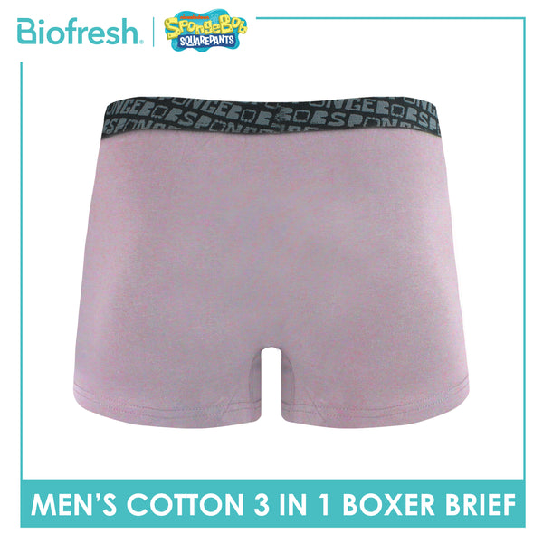 Biofresh | SpongeBob Men's Antimicrobial Cotton Boxer Brief 3 pieces in a pack SBMBBG511