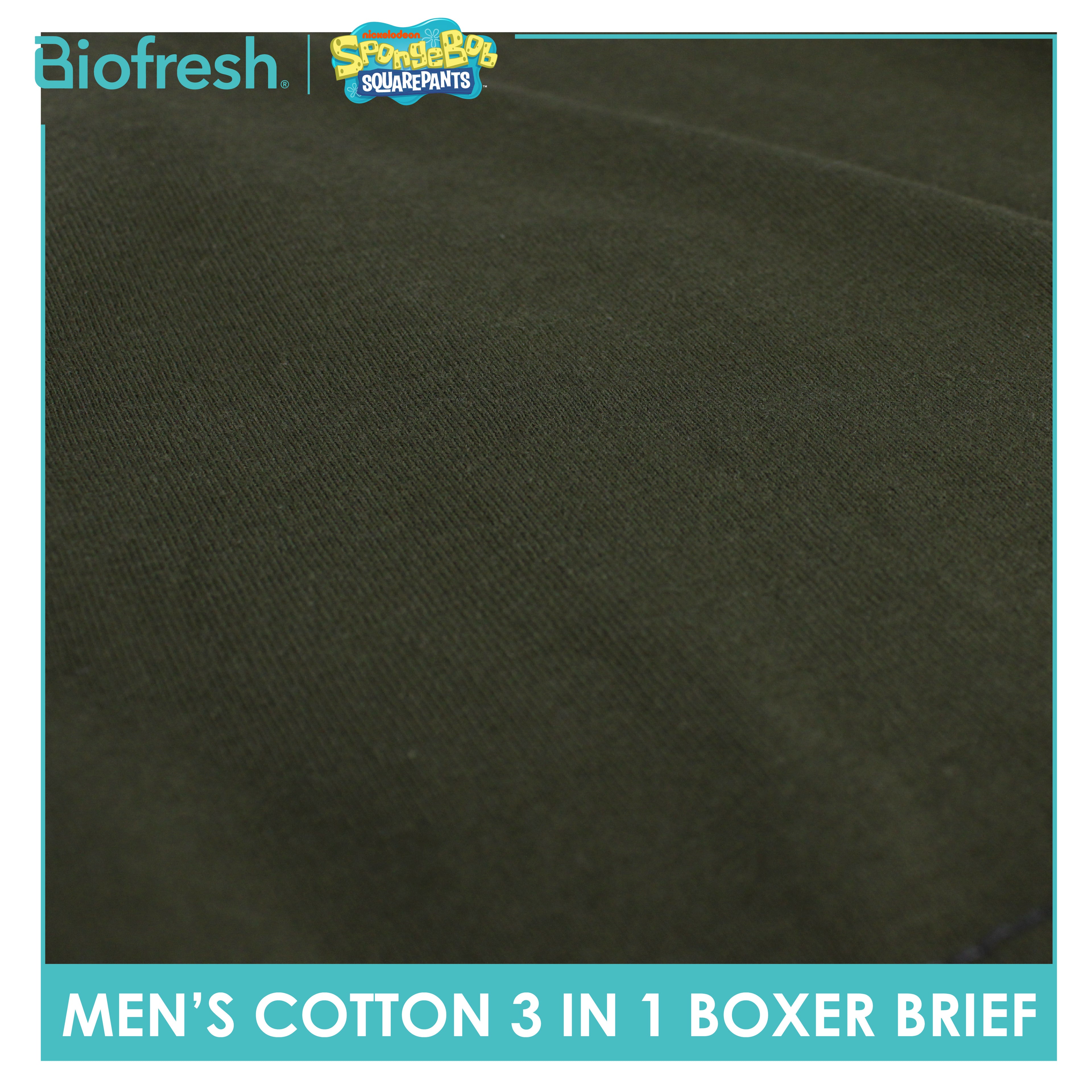 Biofresh | SpongeBob Men's Antimicrobial Cotton Boxer Brief 3 pieces in a pack SBMBBG512