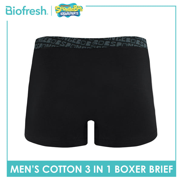 Biofresh | SpongeBob Men's Antimicrobial Cotton Boxer Brief 3 pieces in a pack SBMBBG512