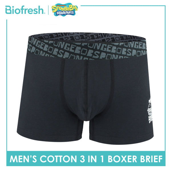 Biofresh | SpongeBob Men's Antimicrobial Cotton Boxer Brief 3 pieces in a pack SBMBBG512