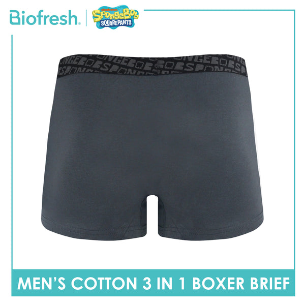 Biofresh | SpongeBob Men's Antimicrobial Cotton Boxer Brief 3 pieces in a pack SBMBBG512