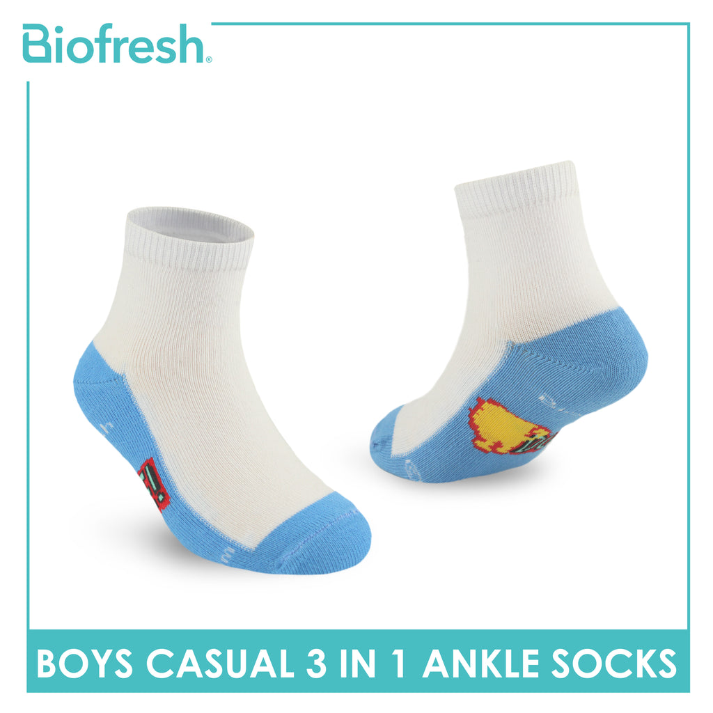Biofresh | SpongeBob Boys’ Antimicrobial Cotton Lite Casual Ankle Socks 3 pairs in 1 pack SBRBCKG3