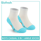 Biofresh | SpongeBob Boys’ Antimicrobial Cotton Lite Casual Ankle Socks 3 pairs in 1 pack SBRBCKG3