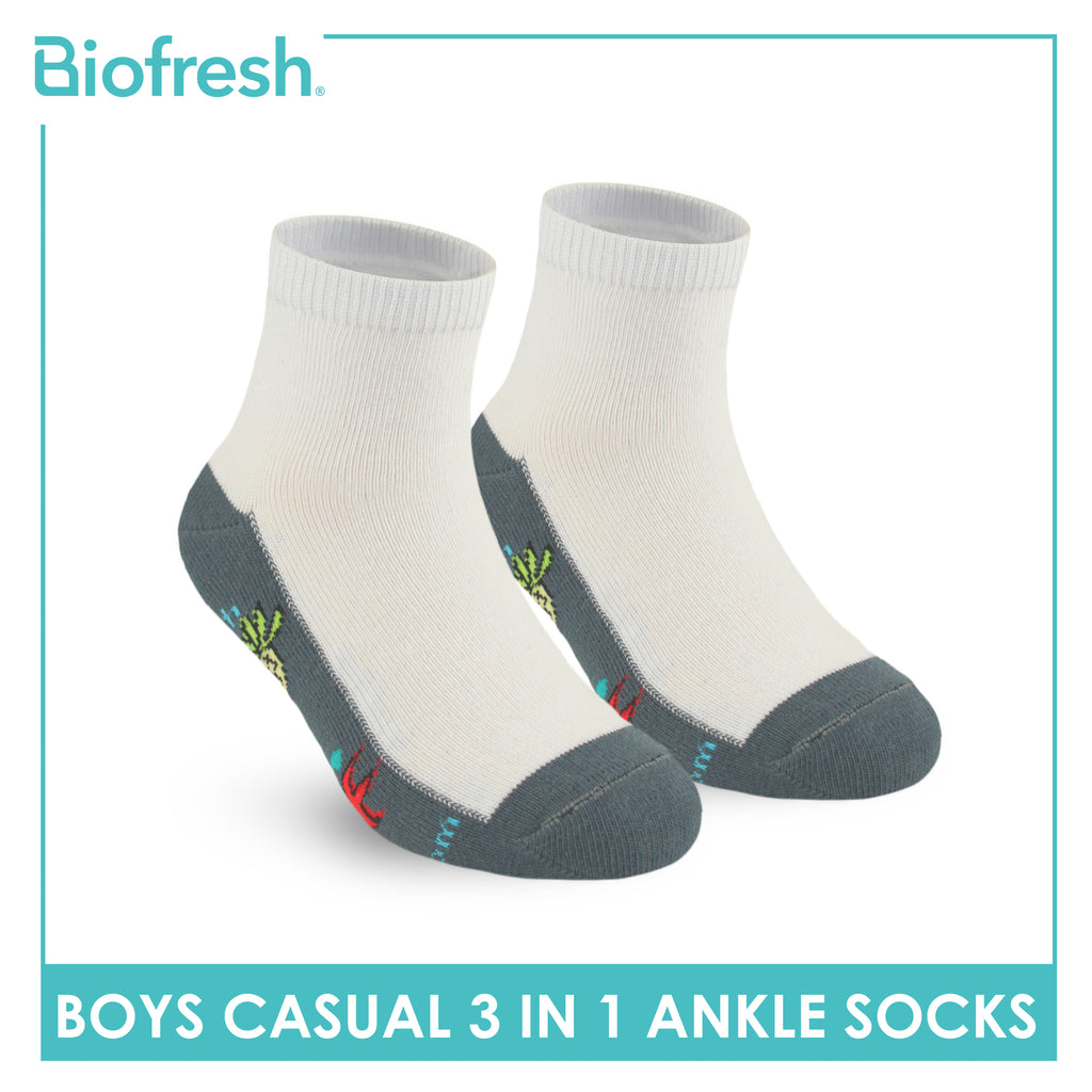 Biofresh | SpongeBob Boys’ Antimicrobial Cotton Lite Casual Ankle Socks 3 pairs in 1 pack SBRBCKG3