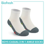 Biofresh | SpongeBob Boys’ Antimicrobial Cotton Lite Casual Ankle Socks 3 pairs in 1 pack SBRBCKG3