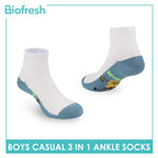 Biofresh | SpongeBob Boys’ Antimicrobial Cotton Lite Casual Ankle Socks 3 pairs in 1 pack SBRBCKG4