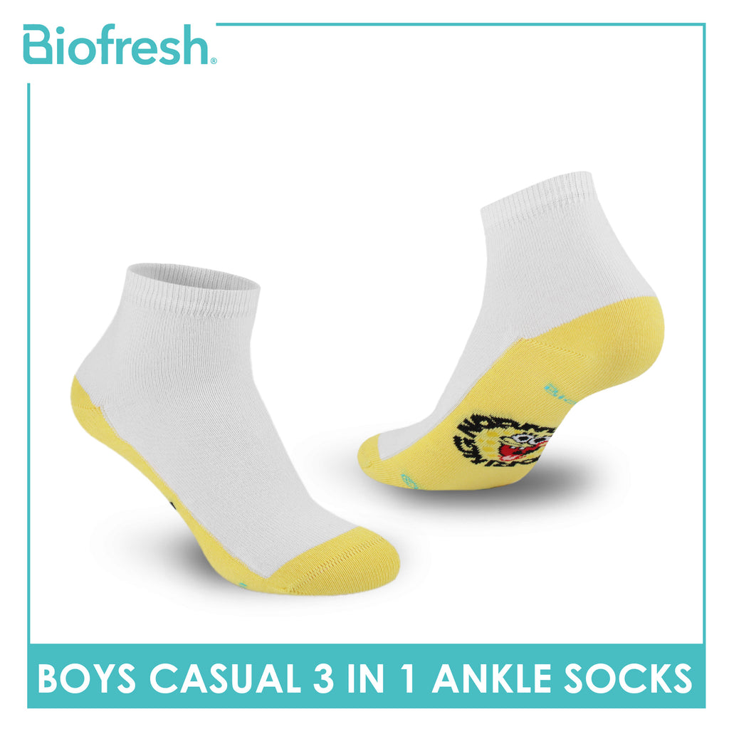 Biofresh | SpongeBob Boys’ Antimicrobial Cotton Lite Casual Ankle Socks 3 pairs in 1 pack SBRBCKG5