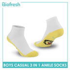 Biofresh | SpongeBob Boys’ Antimicrobial Cotton Lite Casual Ankle Socks 3 pairs in 1 pack SBRBCKG5