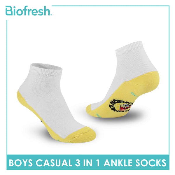 Biofresh | SpongeBob Boys’ Antimicrobial Cotton Lite Casual Ankle Socks 3 pairs in 1 pack SBRBCKG5