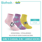 Biofresh | SpongeBob Girl's Antimicrobial Cotton Thin Casual Ankle Socks 3 pairs in 1 pack SBRGCG531
