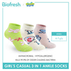 Biofresh | SpongeBob Girl's Antimicrobial Cotton Thin Casual Ankle Socks 3 pairs in 1 pack SBRGCG532