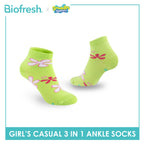 Biofresh | SpongeBob Girl's Antimicrobial Cotton Thin Casual Ankle Socks 3 pairs in 1 pack SBRGCG532
