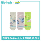 Biofresh | SpongeBob Girl's Antimicrobial Cotton Thin Casual Ankle Socks 3 pairs in 1 pack SBRGCG532