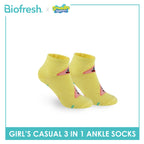 Biofresh | SpongeBob Girl's Antimicrobial Cotton Thin Casual Ankle Socks 3 pairs in 1 pack SBRGCG533