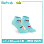 Biofresh | SpongeBob Girl's Antimicrobial Cotton Thin Casual Ankle Socks 3 pairs in 1 pack SBRGCG533