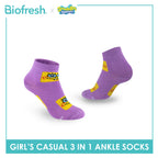 Biofresh | SpongeBob Girl's Antimicrobial Cotton Thin Casual Ankle Socks 3 pairs in 1 pack SBRGCG533