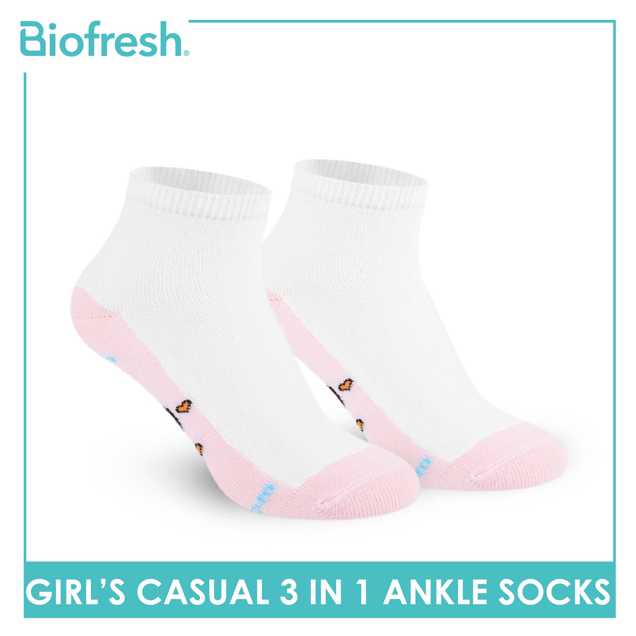 Biofresh | SpongeBob Girl's Antimicrobial Cotton Thin Casual Ankle Socks 3 pairs in 1 pack SBRGCKG1