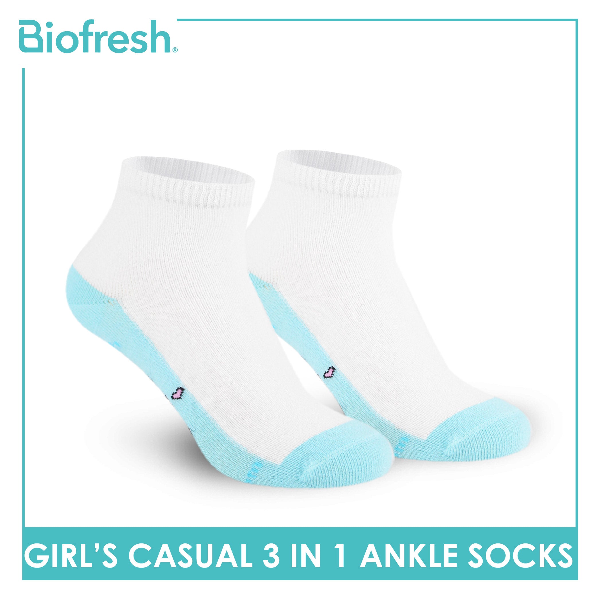 Biofresh | SpongeBob Girl's Antimicrobial Cotton Thin Casual Ankle Socks 3 pairs in 1 pack SBRGCKG1