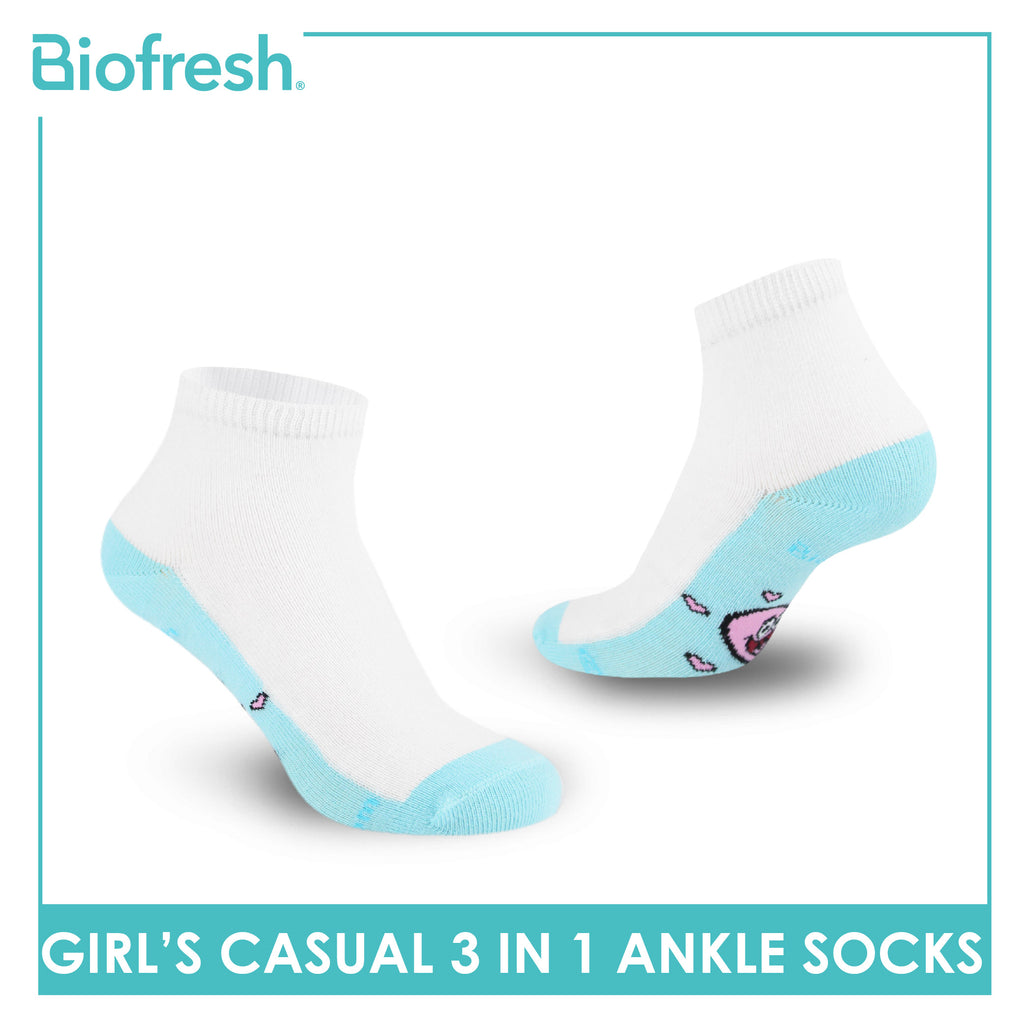 Biofresh | SpongeBob Girl's Antimicrobial Cotton Thin Casual Ankle Socks 3 pairs in 1 pack SBRGCKG1