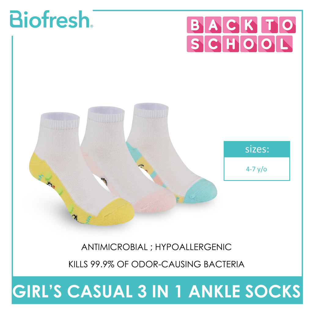 Biofresh | SpongeBob Girl's Antimicrobial Cotton Thin Casual Ankle Socks 3 pairs in 1 pack SBRGCKG2