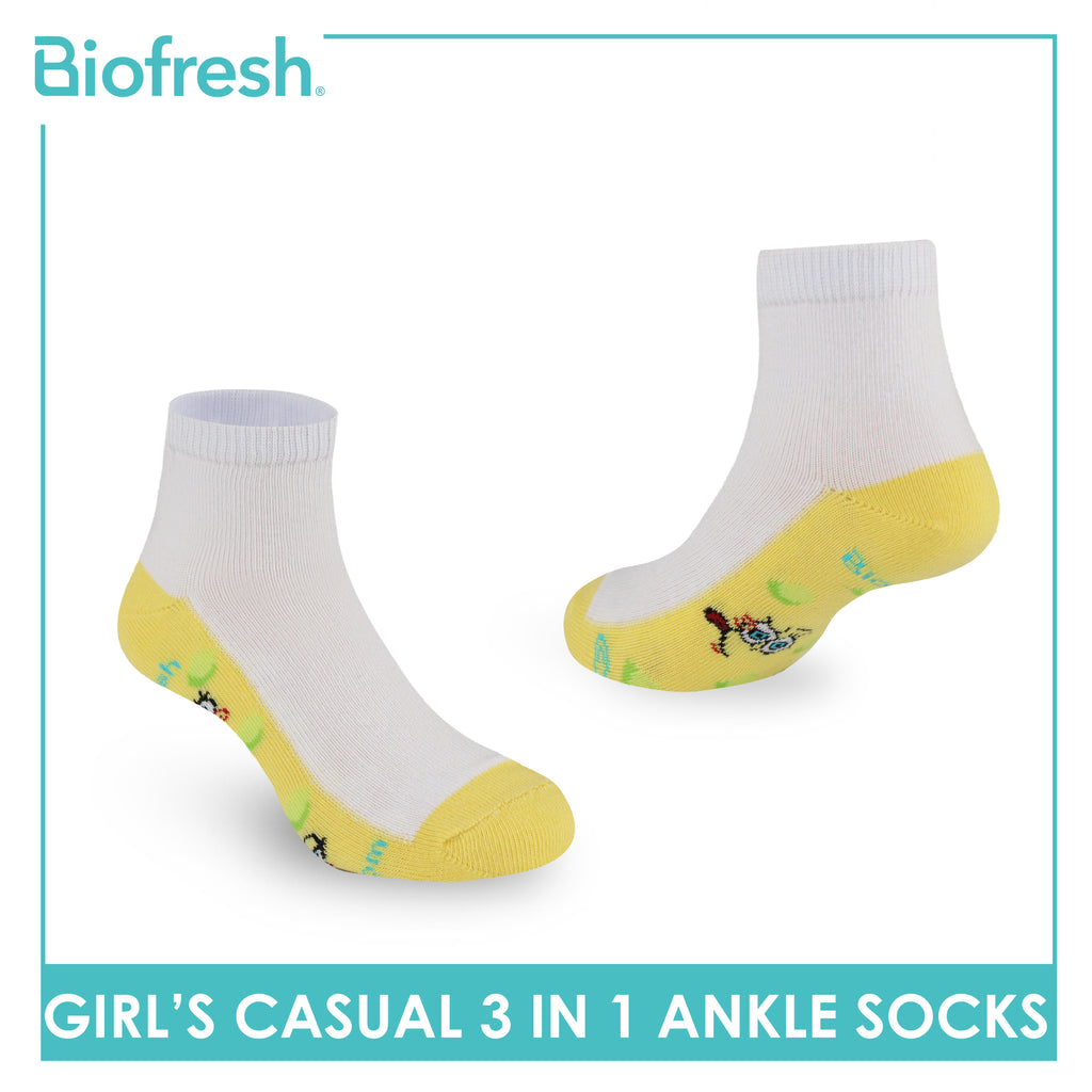 Biofresh | SpongeBob Girl's Antimicrobial Cotton Thin Casual Ankle Socks 3 pairs in 1 pack SBRGCKG2