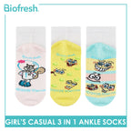 Biofresh | SpongeBob Girl's Antimicrobial Cotton Thin Casual Ankle Socks 3 pairs in 1 pack SBRGCKG2