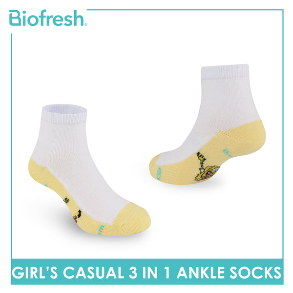 Biofresh | SpongeBob Girl's Antimicrobial Cotton Lite Casual Ankle Socks 3 pairs in 1 pack SBRGCKG3