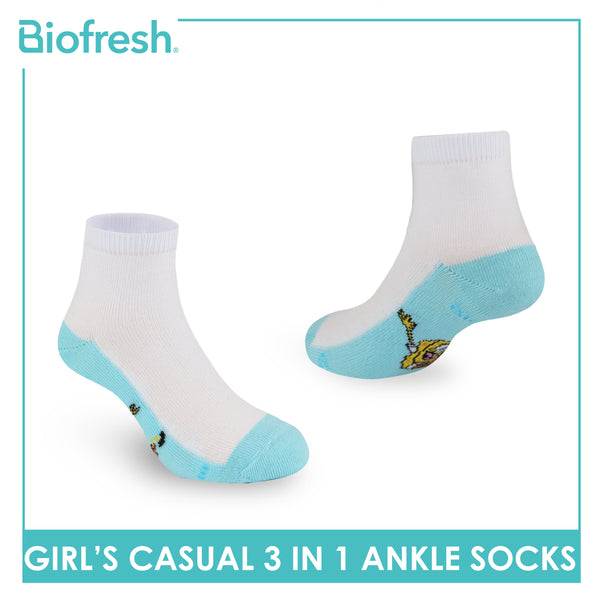 Biofresh | SpongeBob Girl's Antimicrobial Cotton Lite Casual Ankle Socks 3 pairs in 1 pack SBRGCKG3