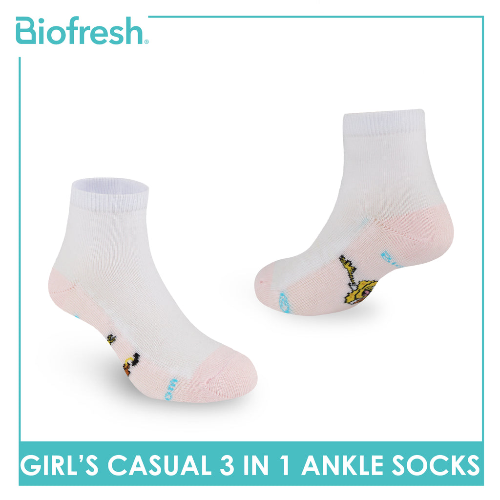 Biofresh | SpongeBob Girl's Antimicrobial Cotton Thin Casual Ankle Socks 3 pairs in 1 pack SBRGCKG3