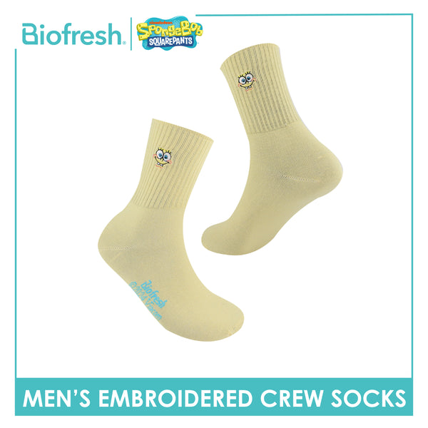 Biofresh | SpongeBob Men’s Cotton Embroidered Light Performance Crew Socks 1 pair SBRMCE4401