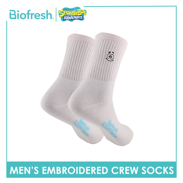 Biofresh | SpongeBob Men’s Cotton Embroidered Light Performance Crew Socks 1 pair SBRMCE4401