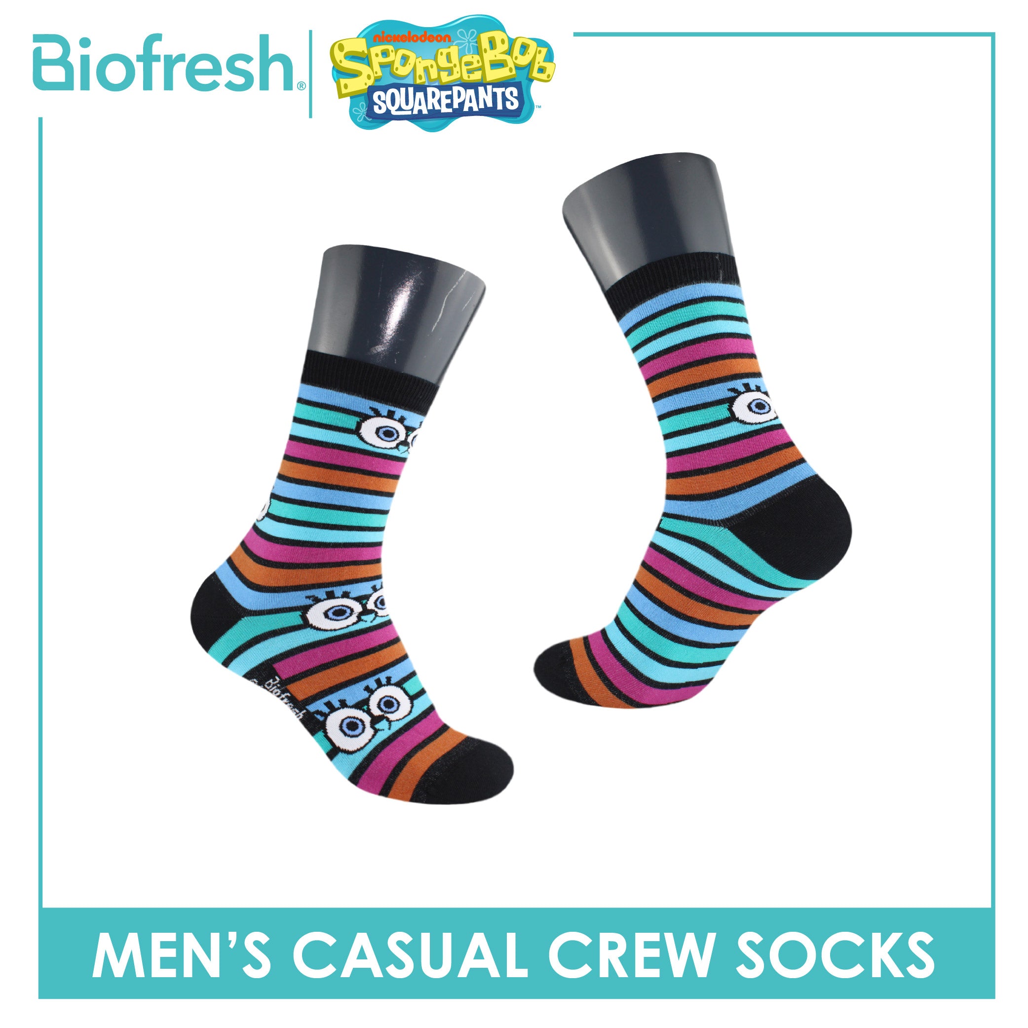 Biofresh | SpongeBob Men’s Cotton Light Performance Crew Socks 1 pair SBRMC4401