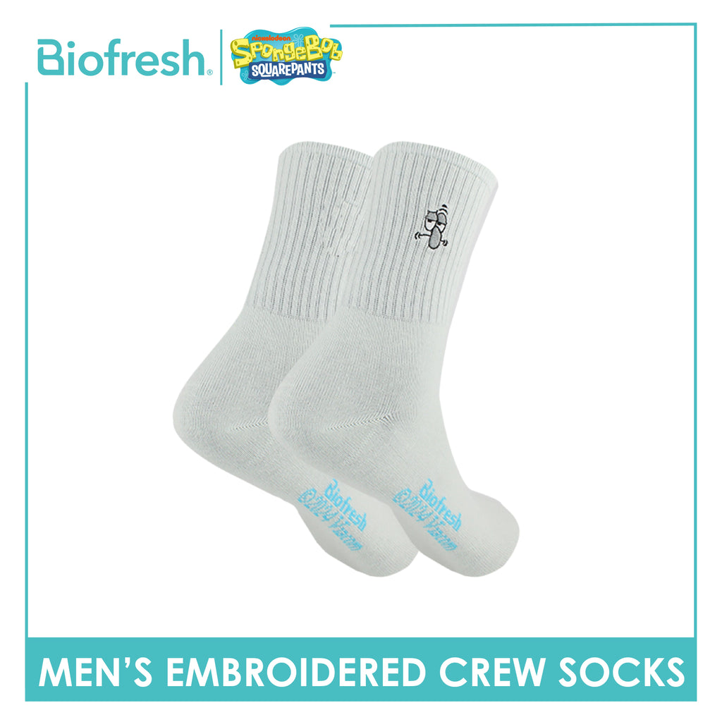 Biofresh | SpongeBob Men's Antimicrobial Cotton Embroidered Casual Crew Socks 1 pair SBRMCE4401