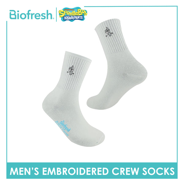 Biofresh | SpongeBob Men’s Cotton Embroidered Light Performance Crew Socks 1 pair SBRMCE4401