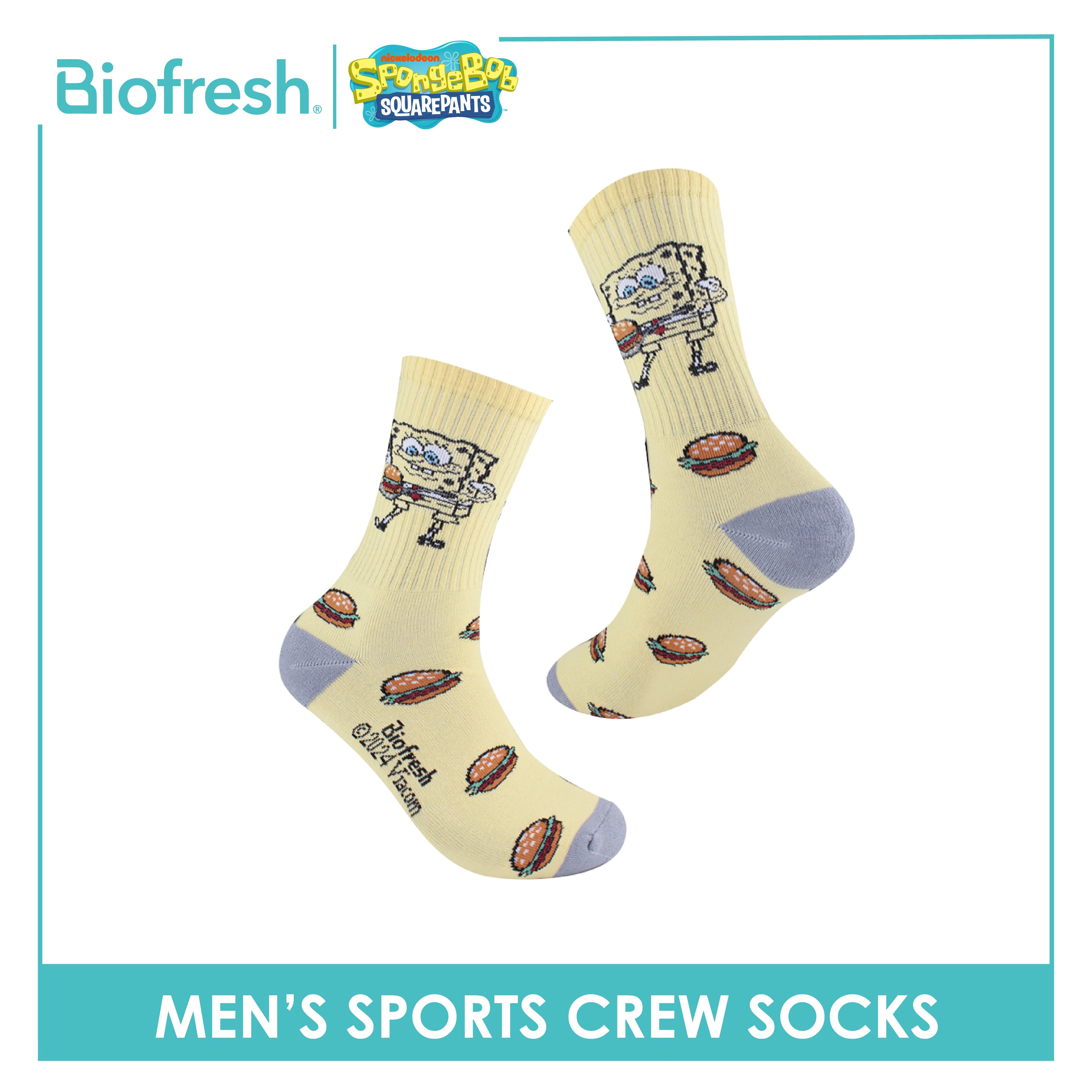 Biofresh | SpongeBob Men’s Cotton Extreme Performance Crew Socks 1 pair SBRMS4401