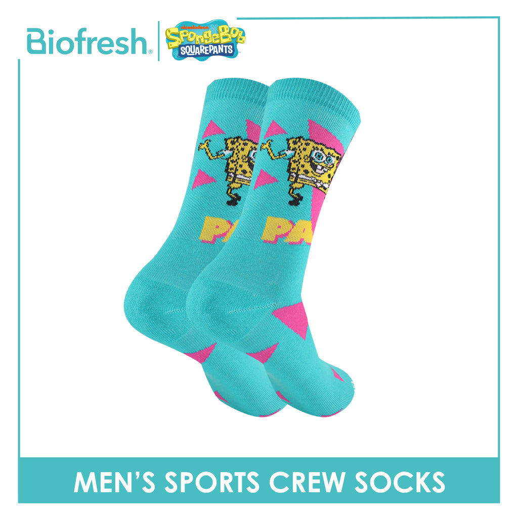 Biofresh | SpongeBob Men's Antimicrobial Cotton Extreme Performance Crew Socks 1 pair SBRMS4401