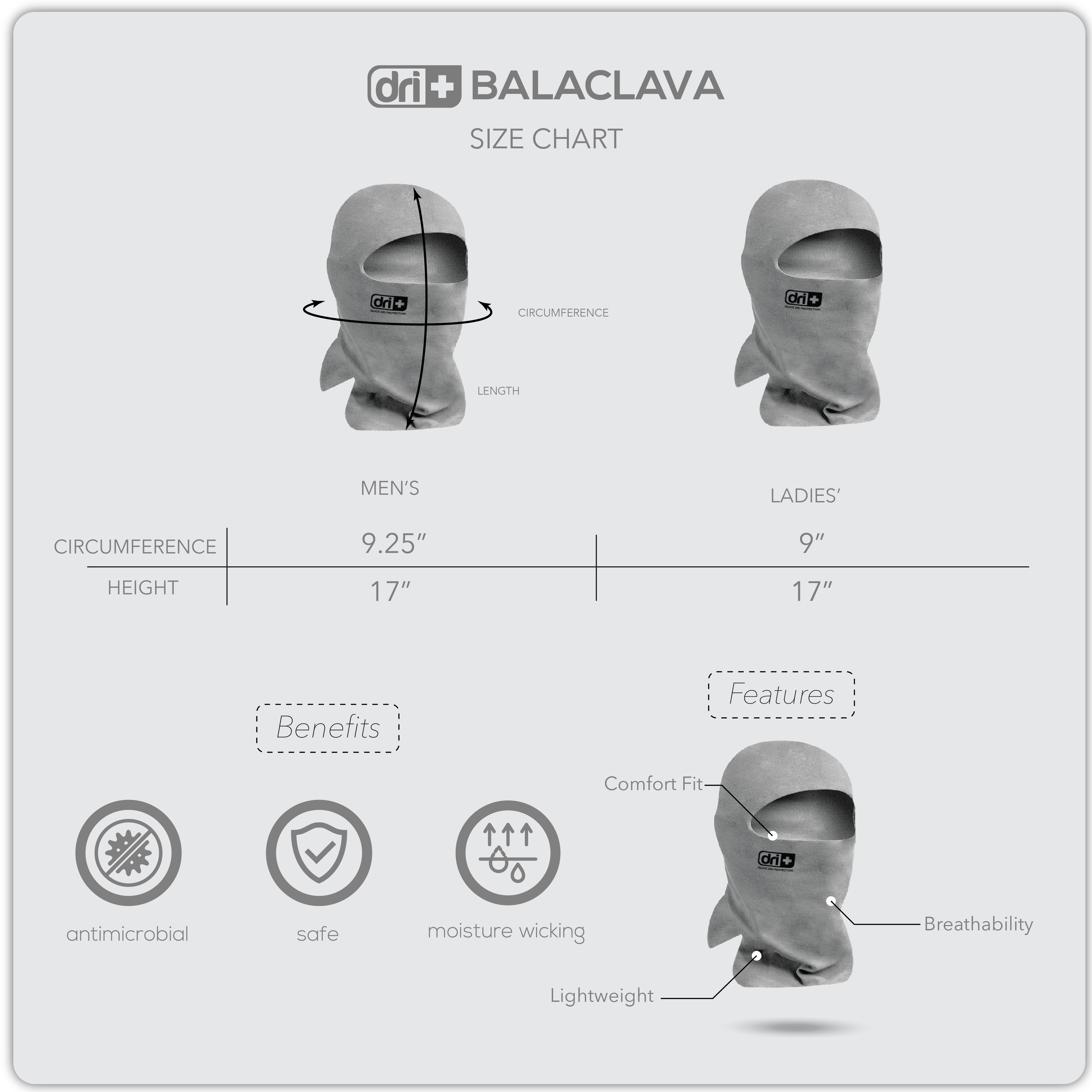 Dri Plus Men's Duripurasu Multifunctional Moisture Wicking Balaclava 1 piece DUMB515