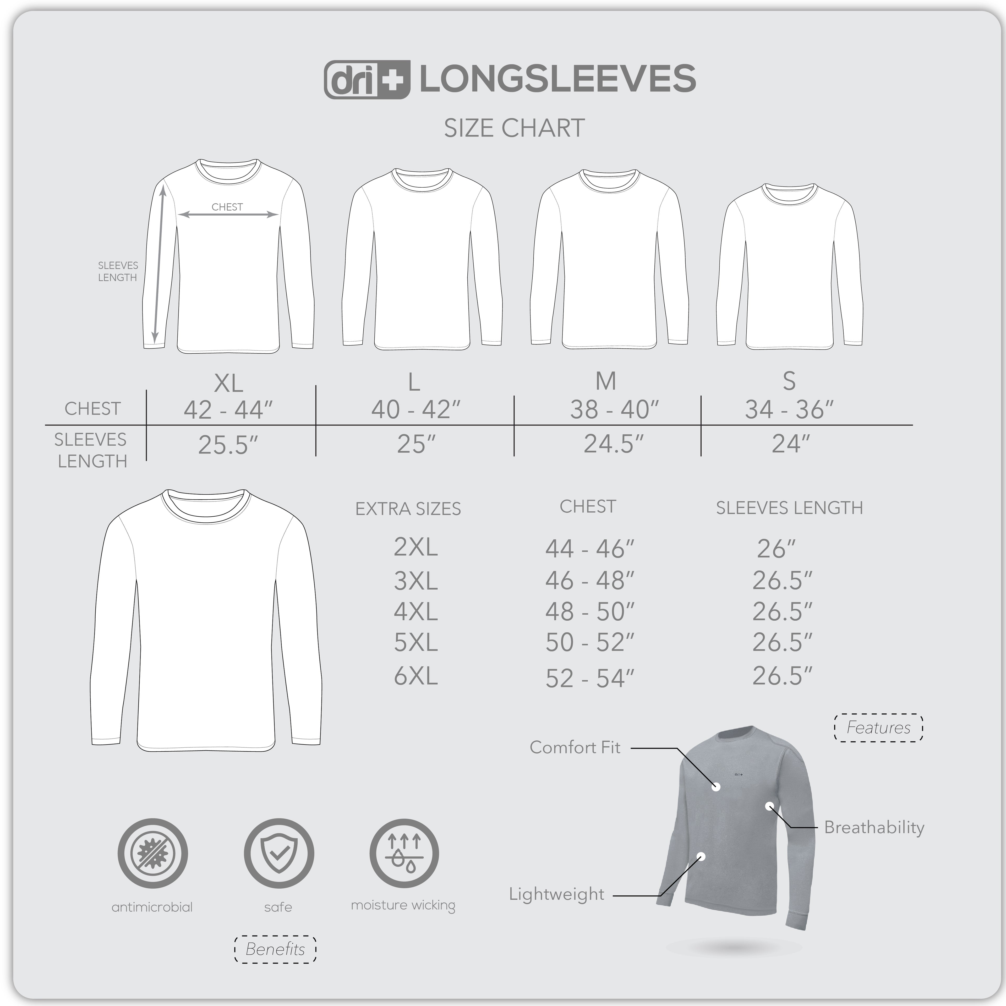Dri Plus Men's Quick Dri Long Sleeve 1 piece DUMSRL4401