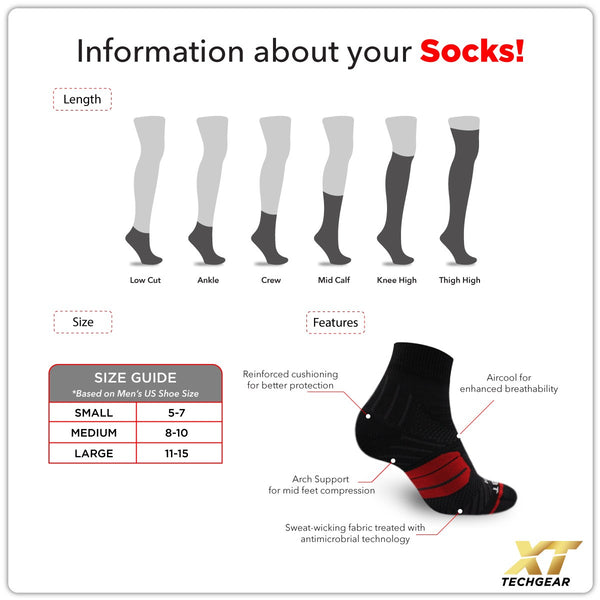 Burlington Men’s TechGear Flexion X-Trainer Thick Sports Embroidered Ankle Socks 1 pair TGMXE2301