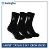 Burlington | Bearlington Ladie's Cotton Embroidered Casual Crew Socks 3 pairs in a pack TBLE6149-1