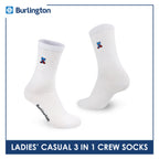 Burlington | Bearlington Ladie's Cotton Embroidered Casual Crew Socks 3 pairs in a pack TBLE6149-1