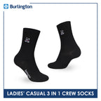 Burlington | Bearlington Ladie's Cotton Embroidered Casual Crew Socks 3 pairs in a pack TBLE6149-3