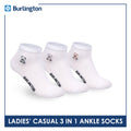 Burlington | Bearlington Ladie's Cotton Embroidered Casual Ankle Socks 3 pairs in a pack TBLE622-3
