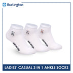 Burlington | Bearlington Ladie's Cotton Embroidered Casual Ankle Socks 3 pairs in a pack TBLE622-3