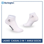 Burlington | Bearlington Ladie's Cotton Embroidered Casual Ankle Socks 3 pairs in a pack TBLE622-3