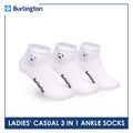 Burlington | Bearlington Ladie's Cotton Embroidered Casual Ankle Socks 3 pairs in a pack TBLE622-4