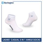 Burlington | Bearlington Ladie's Cotton Embroidered Casual Ankle Socks 3 pairs in a pack TBLE622-4