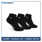 Burlington | Bearlington Ladie's Cotton Embroidered Casual Ankle Socks 3 pairs in a pack TBLE622-5